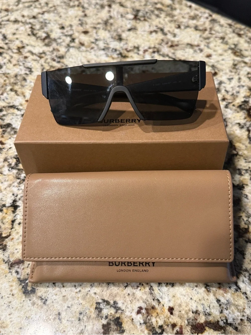 Burberry Black Shield Sunglasses with Tan Case